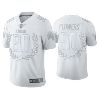 Men Detroit Lions #90 Trey Flowers White Vapor Limited Platinum Jersey