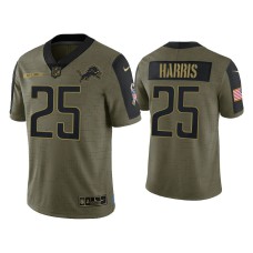 Men Detroit Lions #25 Will Harris Olive 2021 Salute To Service Limited Jersey