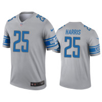 Men Detroit Lions #25 Will Harris Gray Inverted Legend Jersey