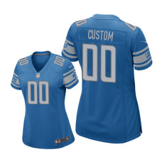 Women Detroit Lions #00 Blue Custom Nike Game Jersey