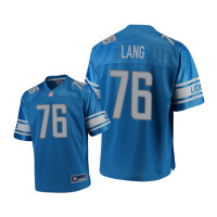 Youth Detroit Lions #76 Blue T. J. Lang Pro Line Jersey